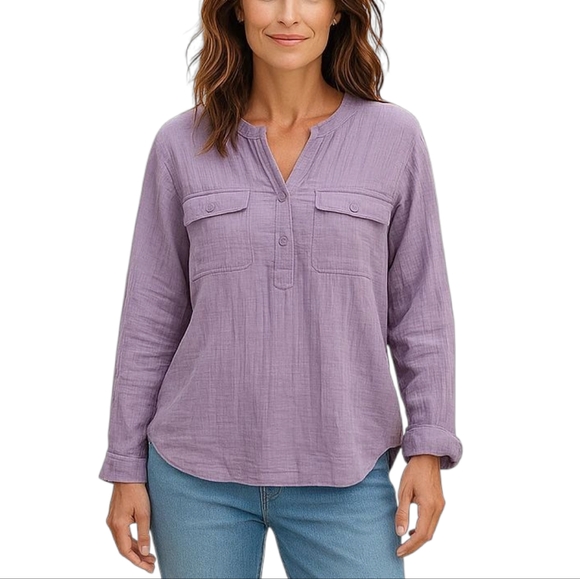 NWT Marled Essencials Boho Cotton High Low Top in Lilac Size XL 💜 - Picture 1 of 6